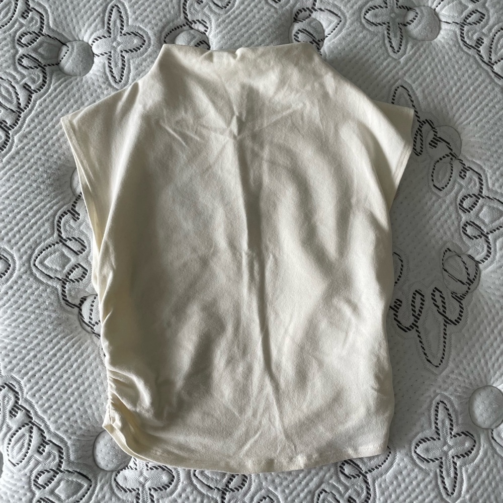 Reformation Cream Sleeveless Fitted Crop Top
